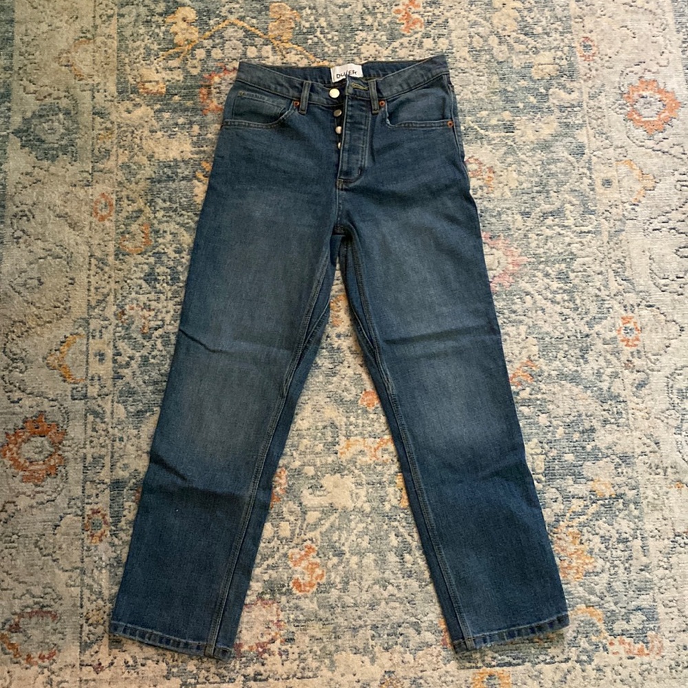 DUER DU/ER mid weight denim High rise straight jeans